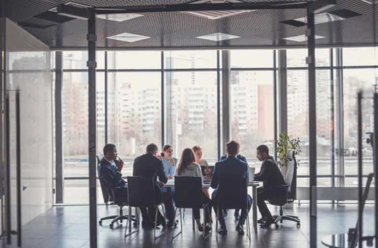 Team meeting in a conference room